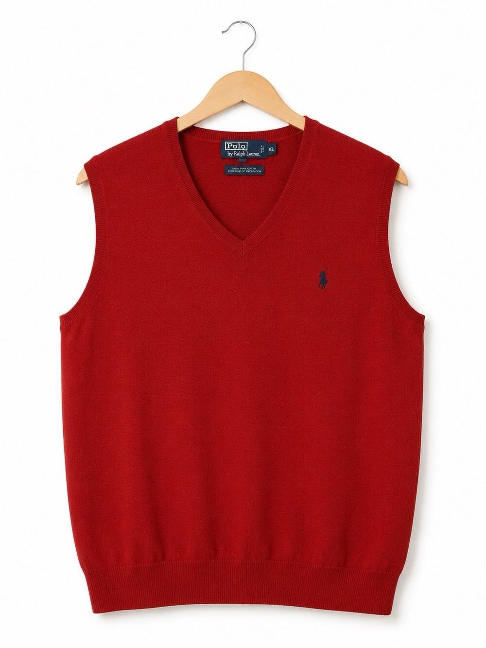Polo Ralph Lauren Sweater Vest Men’s XL Red Pima Cotton V-Neck Preppy Golf